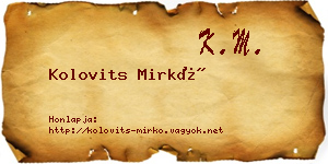 Kolovits Mirkó névjegykártya
